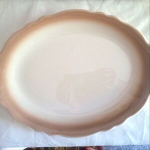 Homer Laughlin Vintage Brown edged 10 inch oval serving platter.